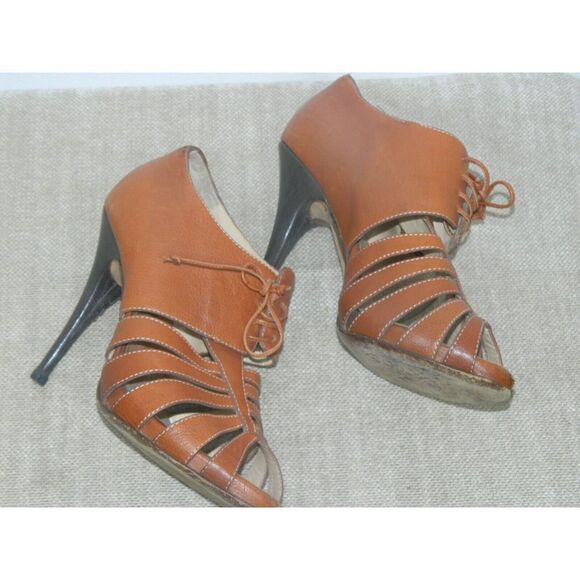 Guiseppe‎ Zanotti Shoe Size 8 EU 38 Brown Cage Open Toe Zip Back Brown Heel - Picture 4 of 10